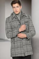 PLT8335 DEWBERRY MEN'S COAT-LIGHT PATTERNED BLACK