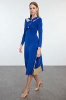 Trendyol Saxe Accessory Detailed Knitted Chic Midi Evening Dress