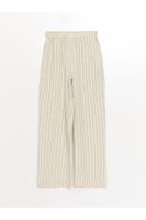 LC Waikiki Elastic Waist Striped Linen Blended Women's Trousers