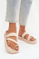 Női flip-flopok pántokkal és arany részletekkel