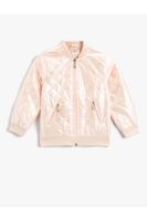 Koton Quilted Bomber Jacket Crew Neck