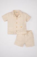 DEFACTO Baby Boy 2-Piece Set Waffle Short Sleeve Shirt Shorts