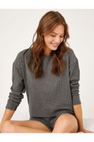 Koton Textured Long Sleeve Pajama Top Crew Neck