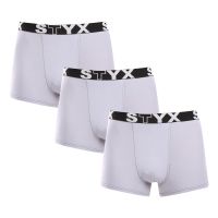 3PACK pánské boxerky Styx sportovní guma šedé (G10676767) XXL