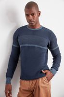 Trendyol Indigo Slim Slim Fit Crew Neck Color Block Knitwear Sweater