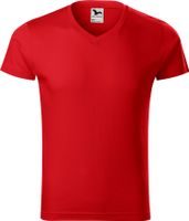 MALFINI® Pánské vypasované bavlněné slim-fit tričko do véčka Barva: Červená, Velikost: M