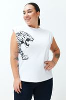 Trendyol Curve White Animal Patterned Padded Knitted Blouse