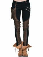 Ženske hlače DEVIL FASHION - Blade Steampunk hlače s ukrasnom futrolom za bedro M