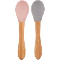 Minikoioi Spoon with Bamboo Handle κουταλάκι Pinky Pink/Powder Grey 2 τμχ