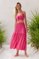 Trendyol Fuchsia Woven Tie Blouse Skirt Set