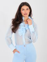 Jasnoniebieska bluzka z szyfonu z falbankami