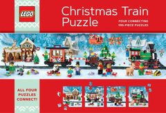 Lego Christmas Train Puzzle: Four Connecting 100-Piece Puzzles