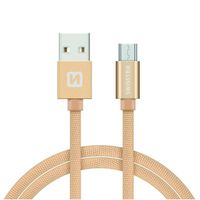 Datový kabel Swissten Textile USB/MicroUSB, 0,2m, zlatý