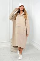 Beige insulated dress with a hood