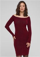 Women's glittering dress with long sleeves burgundy