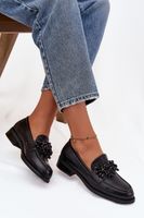 Mokasyny damskie z ozdobami, czarne Murelle