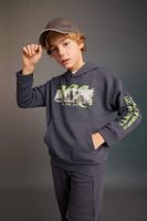 DEFACTO Boy Oversize Wide Pattern Hooded Printed Sweatshirt