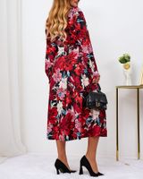 Resti Red and burgundy patterned women's maxi dress