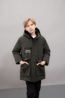 DEFACTO Boy's Water Repellent Hooded Zippered Snap Closure Pocket Parka