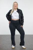 Trendyol Curve Anthracite Stitch Detailed Bell-bottom Plus Size Jeans