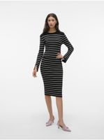 Black women's striped sweater dress VERO MODA Gold - Women's