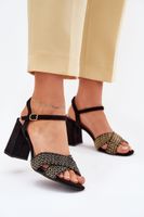 Boto Sandały Damskie Na Słupku Czarne Almera