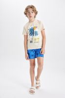 DEFACTO Oversized Palm Printed Short Sleeve T-Shirt Swim Shorts 2-Piece Set