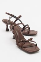 LuviShoes NEBEL Women's Brown Skin Heeled Sandals