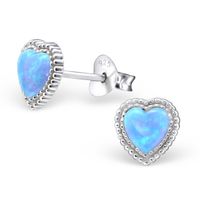 Olivie Strieborné náušnice SRDCE AZURE OPAL 0837