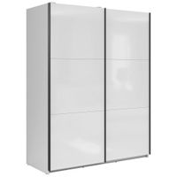 Livetastic ŠAT. SKRIŇA S POSUV. DVERAMI, biela s vysokým leskom, 153,5/195,5/60 cm