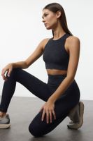 Trendyol Dark Navy Washed Seamless/Seamless Ribbed and Lightly Supported Knitted Sports Bra