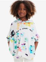 White Girly Flowered Hoodie Desigual Flores - Girls