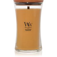 Woodwick Opulent Wood Golden Bourbon dišeča sveča z lesenim stenjem (hearthwick) 609.5 g