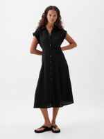 GAP Lněné košilové midi šaty - Dámské