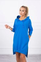 Kesi Sukienka z kapturem i dłuższym tyłem chabrowy