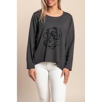Lockeres Langarmshirt, Grau