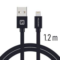 Datový kabel Swissten Textile USB / Lightning 1,2 M, black