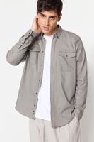 Trendyol Gray Regular Fit Double Pocket Shirt