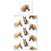 Herding DETSKÉ OBLIEČKY S KONÍKMI, renforcé, biela, viacfarebná, hnedá, 135/200 cm