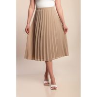 Plus Size Plisirana Midi Suknja, Bež