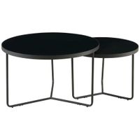 MID.YOU SADA KONFERENČNÝCH STOLÍKOV, čierna, kov, sklo, 60-80/60-80/44.5-49.5 cm