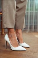 NİŞANTAŞI SHOES Vanessa White Matte Pointed Toe Women's Stilettos