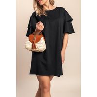 Viskose Sommer-Minikleid, Schwarz