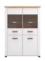 Nízka vitrína s osvetlením políc lotta - biela/dub artisan