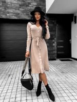 Světle hnědé elegantní šaty FLUTER na zavazování