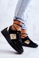 S. BARSKI Női velúr sportcipő egy éken, fekete Larson