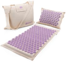 Akupressur-Set Premium Leinen/Baumwolle - Kokosfasern inkl. Tasche - violett