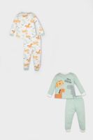 DEFACTO Baby Boy Pajama Set Dinosaur Printed Combed Cotton Long Sleeve Top Long Bottom