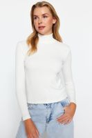 Trendyol Ecru Premium Soft Fabric Turtleneck Fitted Stretchy Knitted Blouse