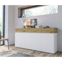 Livetastic ŠIROKÁ KOMODA, biela, dub artisan, 179,8/85,7/40 cm